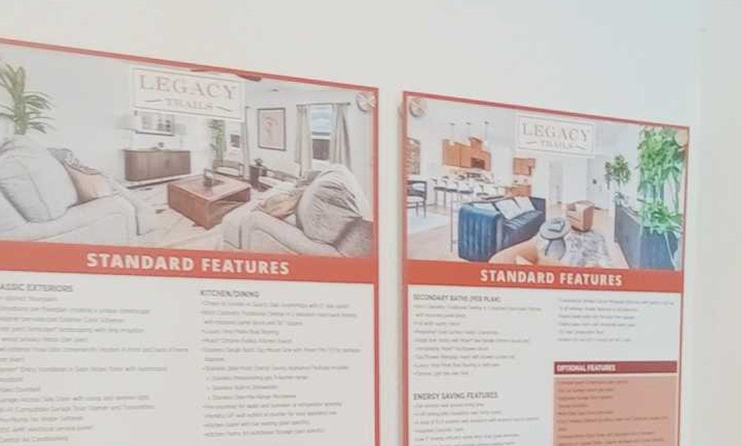 Installed Legacy Trails standard features display boards in a model home